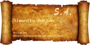 Simonits Adrián névjegykártya